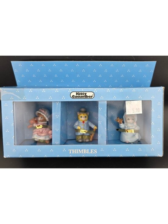 Kitty Cucumber Other - NIB Vintage Kitty Cucumber Collectible Victorian Cat Thimbles Set/3 I992